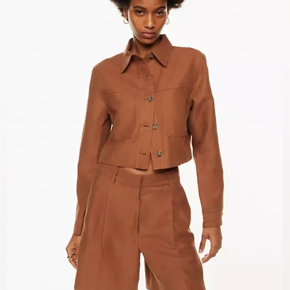 NWT * wilfred jacket + pant LINEN set * anise brown carrot little cropped - Picture 7 of 13